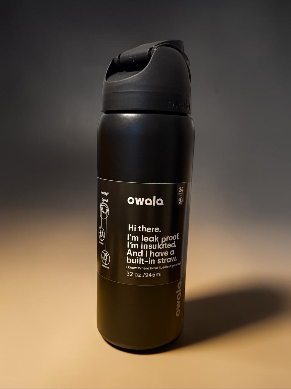 Owala 32 oz Insulated Water Bottle with Built-In Straw - Black